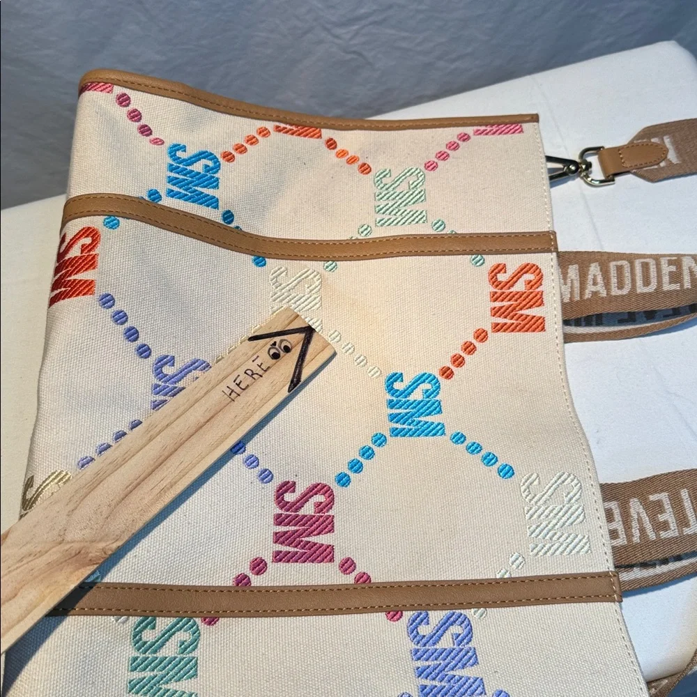 Steve Madden Cream Multicolor Canvas Tote